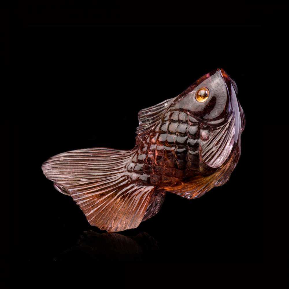 Глиптика эксклюзивная фигурка "Рыбка" из природного турмалина Denisov & Gems

